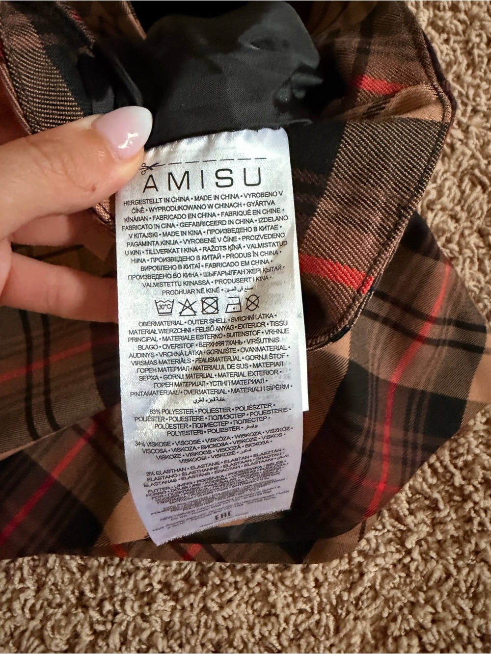 Amisu Tan, Black and Red Plaid Mini Skirt - Picture 3 of 5